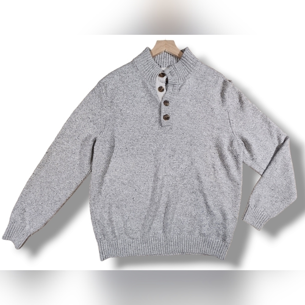 IZOD Men's Speckled MOCK NECK Sweater Size XL Long Sleeve GRAY